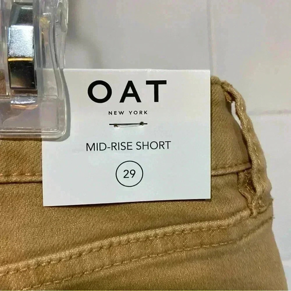 OAT New‎ York Mid Rise Button Fly Cuffed Denim Short Brown Boho Festival Stretch - Picture 3 of 9